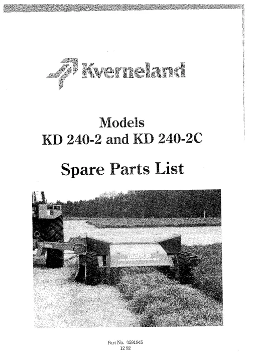 Kverneland KD240-2 KD240-2C Parts Manual Catalog Pdf Download