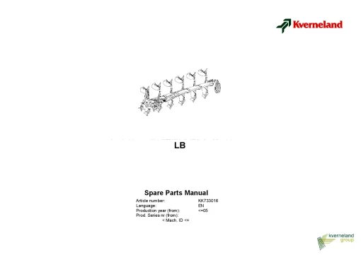 Kverneland LB Ploughs Reversible Mounted -2005 Parts Manual Catalog Pdf Download