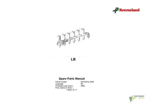 Kverneland LB Ploughs Reversible Mounted 2006 Parts Manual Catalog Pdf Download