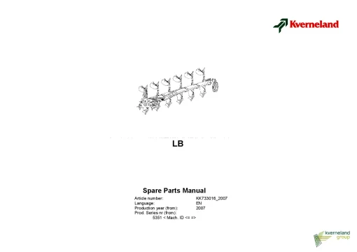 Kverneland LB Ploughs Reversible Mounted 2007 Parts Manual Catalog Pdf Download