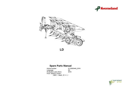 Kverneland LD Ploughs Reversible Mounted 2019 Parts Manual Catalog Pdf Download