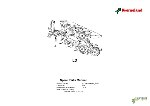Kverneland LD Ploughs Reversible Mounted 2020 Parts Manual Catalog Pdf Download