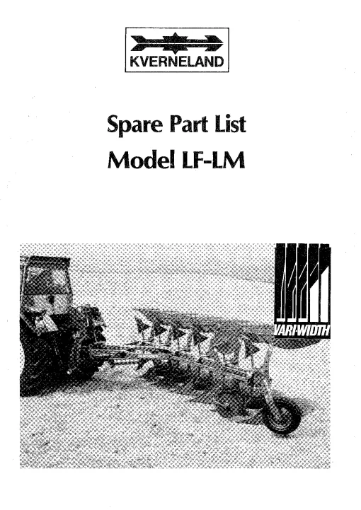 Kverneland LF -LM Ploughs Reversible Mounted Parts Manual Catalog Pdf Download