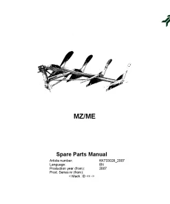 Kverneland MZ ME Ploughs 2007 Parts Manual Catalog Pdf Download