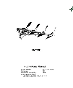 Kverneland MZ ME Ploughs 2008 Parts Manual Catalog Pdf Download