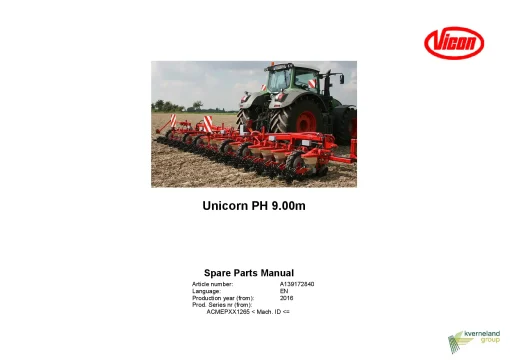 Kverneland Monopill PH 9.00m Precision drills 2016 Parts Manual Catalog Pdf Download