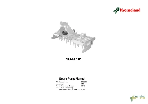 Kverneland NG-M 101 Power Harrows 2012 Parts Manual Catalog Pdf Download