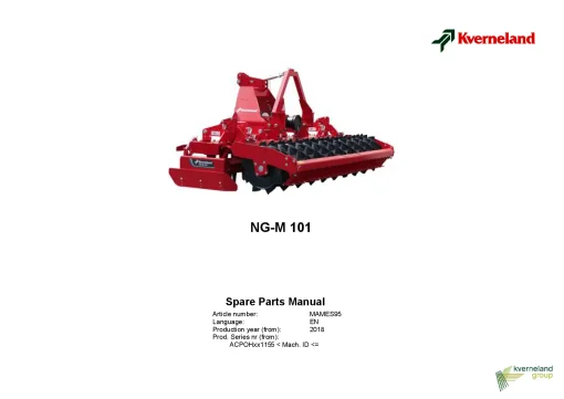 Kverneland NG-M 101 Power Harrows 2018 Parts Manual Catalog Pdf Download