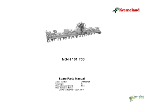 Kverneland NGH 101 F30 Power Harrow 2015 Parts Manual Catalog Pdf Download