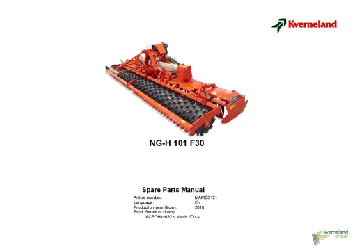 Kverneland NGH 101 F30 Power Harrow 2018 Parts Manual Catalog Pdf Download