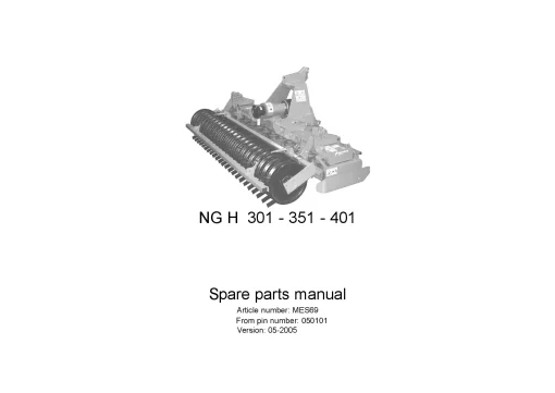 Kverneland NGH- 301 351 401 Power harrows 2005 Parts Manual Catalog Pdf Download