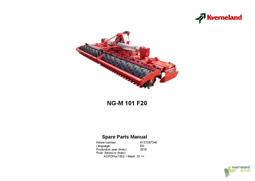 Kverneland NGM 101 F20 Power harrow 2018 Parts Manual Catalog Pdf Download