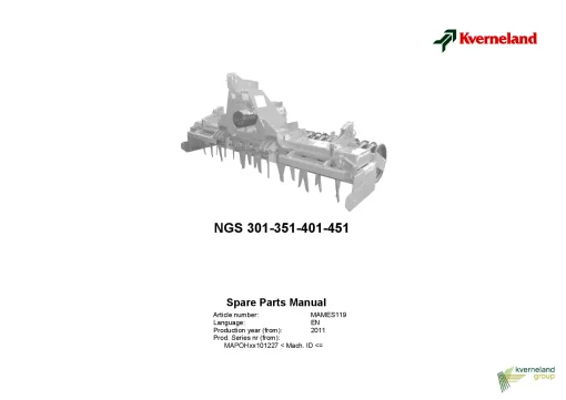 Kverneland NGS-301 351 401 451 Power Harrows 2011 Parts Manual Catalog Pdf Download