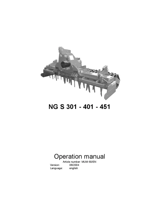 Kverneland NGS 301 401 451 Power Harrows 2004 Operation Maintenance Manual PDF download