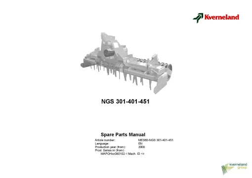 Kverneland NGS 301 401 451 Power Harrows 2008 Sn 080102 Parts Manual Catalog Pdf Download