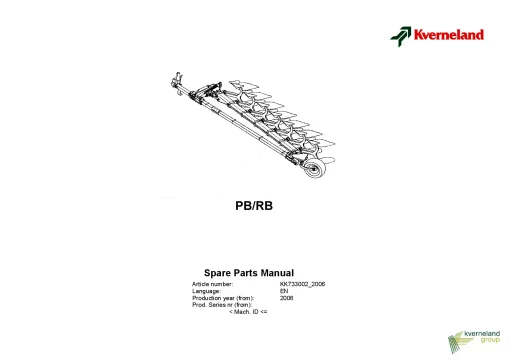 Kverneland PB-RB Ploughs Reversible Semi-mounted 2006 Parts Manual Catalog Pdf Download