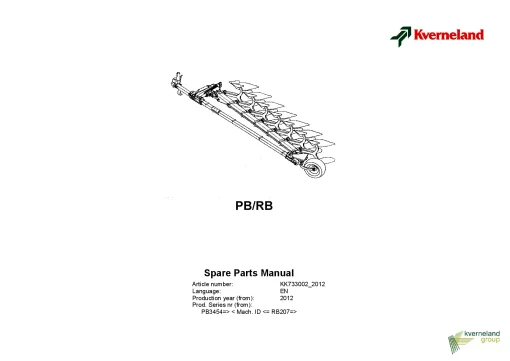 Kverneland PB-RB Ploughs Reversible Semi-mounted 2012 Parts Manual Catalog Pdf Download