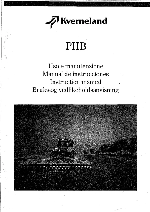 Kverneland PHB Power harrows Operation Maintenance Manual PDF download