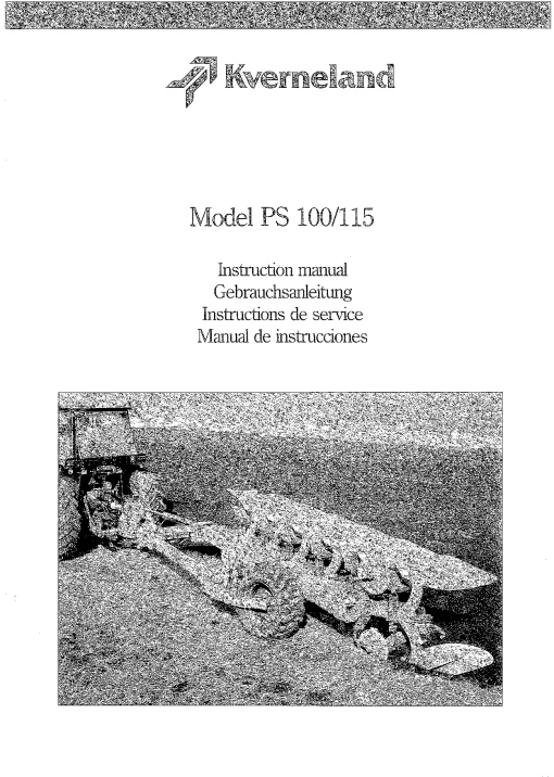 Kverneland PS 100 -115 Ploughs Reversible Semi-mounted Operation Maintenance Manual PDF download