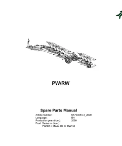Kverneland PW -RW Ploughs Reversible Semi-mounted 2009 Sn PW363-RW159 Parts Manual Catalog Pdf Download