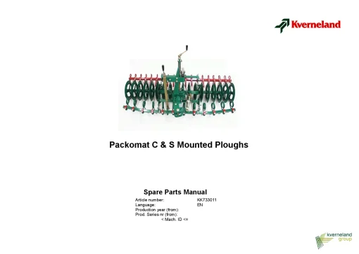 Kverneland Packomat C S Mounted Ploughs Parts Manual Catalog Pdf Download