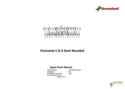 Kverneland Packomat C S Semi Mounted 2021 Parts Manual Catalog Pdf Download