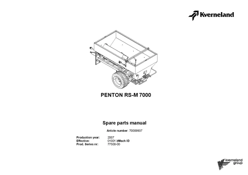 Kverneland Penton RSM 7000 Spreaders Disc Trailed 2007 Parts Manual Catalog Pdf Download