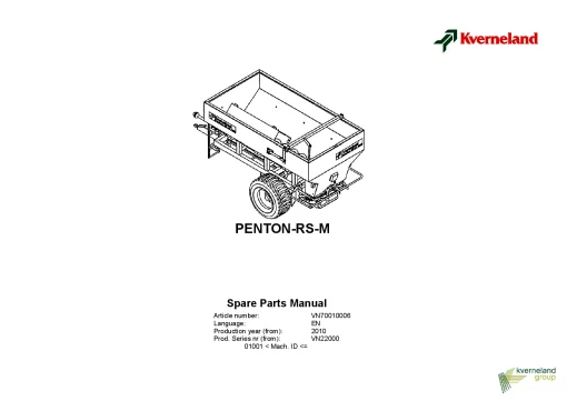Kverneland Penton RSM Spreaders Disc Trailed 2010 Parts Manual Catalog Pdf Download