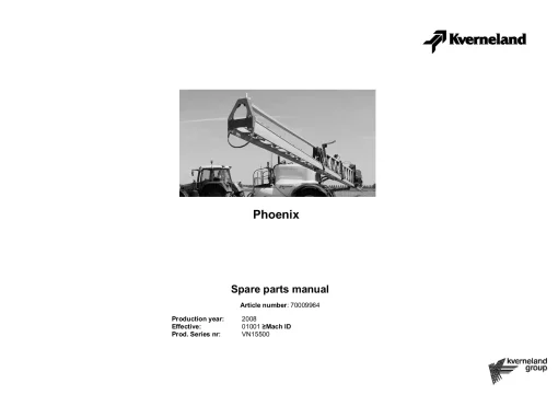 Kverneland Phoenix Sprayers Trailed 2008 Parts Manual Catalog Pdf Download