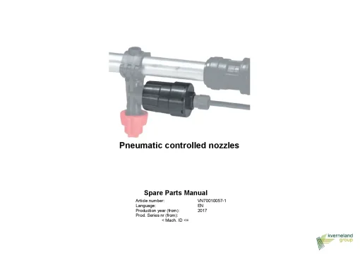 Kverneland Pneumatic Controlled nozzles 2017 Parts Manual Catalog Pdf Download