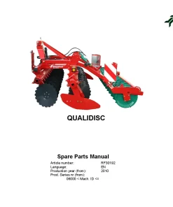 Kverneland QUALIDISC Disc Harrow Compact 2010 Parts Manual Catalog Pdf Download