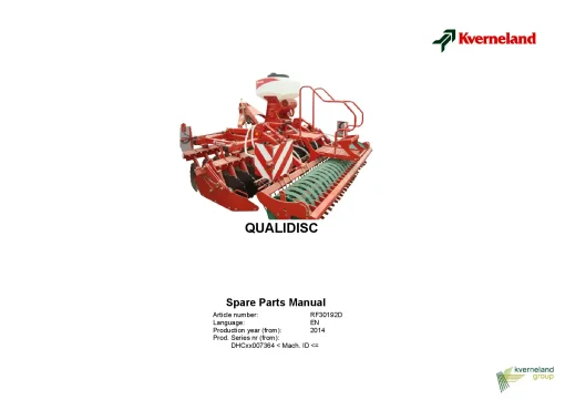 Kverneland QUALIDISC Disc Harrow Compact 2014 Parts Manual Catalog Pdf Download