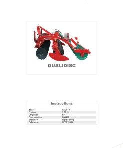 Kverneland QUALIDISC Harrow Compact 2013 Operation Maintenance Manual PDF download