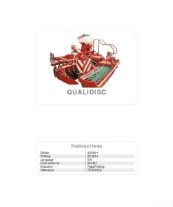 Kverneland QUALIDISC Harrow Compact 2014 Operation Maintenance Manual PDF download