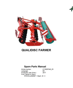 Kverneland Qualidisc Farmer Disc Harrow Compact 2017 Parts Manual Catalog Pdf Download