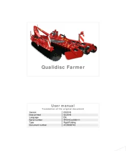 Kverneland Qualidisc Farmer Disc Harrow Compact 2018 Operation Maintenance Manual PDF download