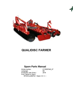 Kverneland Qualidisc Farmer Disc Harrow Compact 2019 Parts Manual Catalog Pdf Download