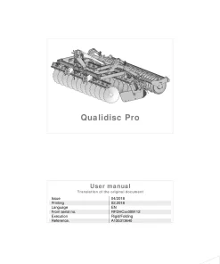 Kverneland Qualidisc Pro Disc Harrow Compact 2018 Operation Maintenance Manual PDF download