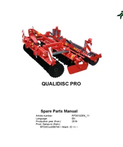 Kverneland Qualidisc Pro Disc Harrow Compact 2019 Parts Manual Catalog Pdf Download