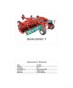 Kverneland Qualidisc T Disc Harrow Compact 2015 North America Operation Maintenance Manual PDF download