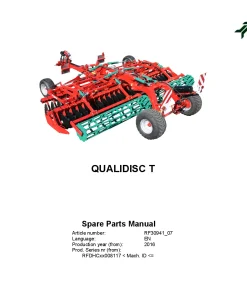 Kverneland Qualidisc T Disc Harrow Compact 2016 Sn 008117 Parts Manual Catalog Pdf Download