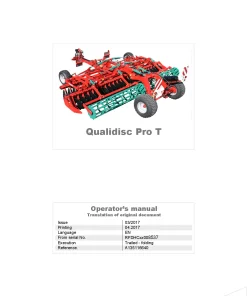 Kverneland Qualidisc T Pro Disc Harrow Compact 2017 North America Operation Maintenance Manual PDF download