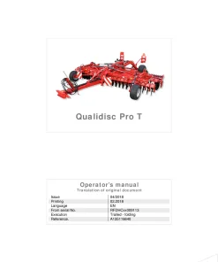 Kverneland Qualidisc T Pro Disc Harrow Compact 2018 North America Operation Maintenance Manual PDF download