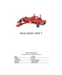 Kverneland Qualidisc T Pro Disc Harrow Compact 2020 North America Operation Maintenance Manual PDF download