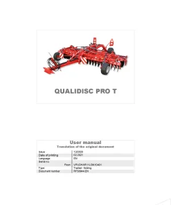 Kverneland Qualidisc T Pro Disc Harrow Compact 2021 Operation Maintenance Manual PDF download