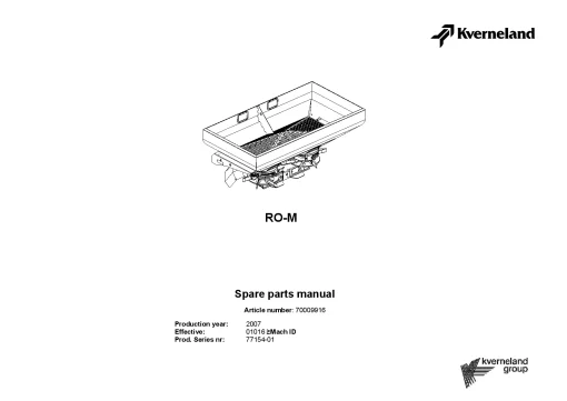 Kverneland RO-M Spreaders Disc Rear mounted Parts Manual Catalog Pdf Download