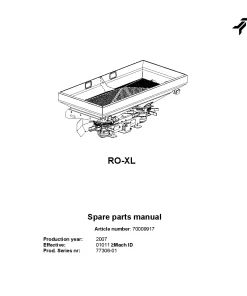 Kverneland RO-XL Spreaders Disc Rear mounted 2007 Parts Manual Catalog Pdf Download