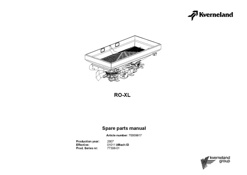 Kverneland RO-XL Spreaders Disc Rear mounted 2007 Parts Manual Catalog Pdf Download