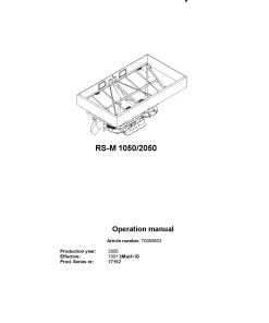 Kverneland RS-M 1050 2050 Spreaders Disc Rear mounted 2005 Operation Maintenance Manual PDF download