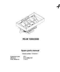 Kverneland RS-M 1050 2050 Spreaders Disc Rear mounted 2007 Parts Manual Catalog Pdf Download